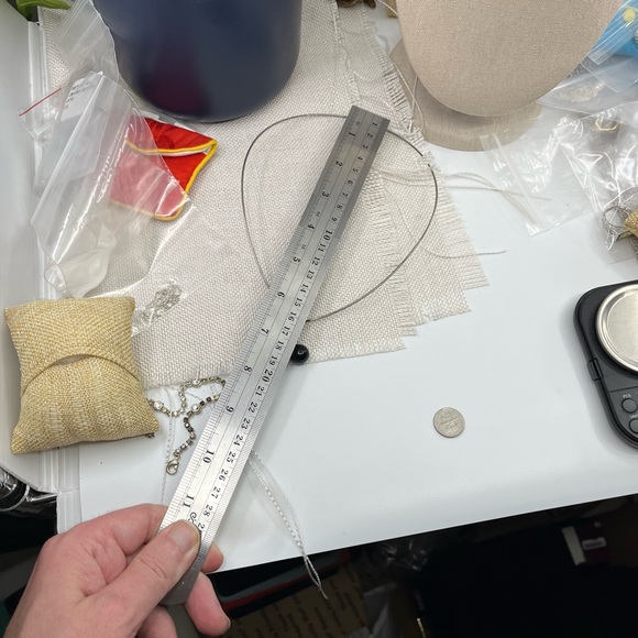 Early 2000s Stainless Steel Y-Neck Wire Collar Necklace with Turquoise - Picture 12 of 12